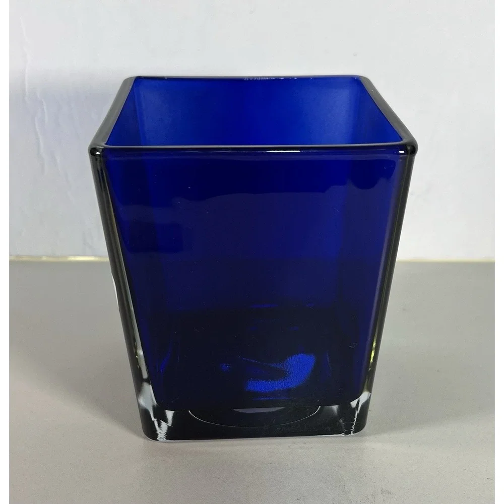 NFL Teleflora Buffalo Bills Blue Square Cased Glass Vase Planter Made‎ in Poland